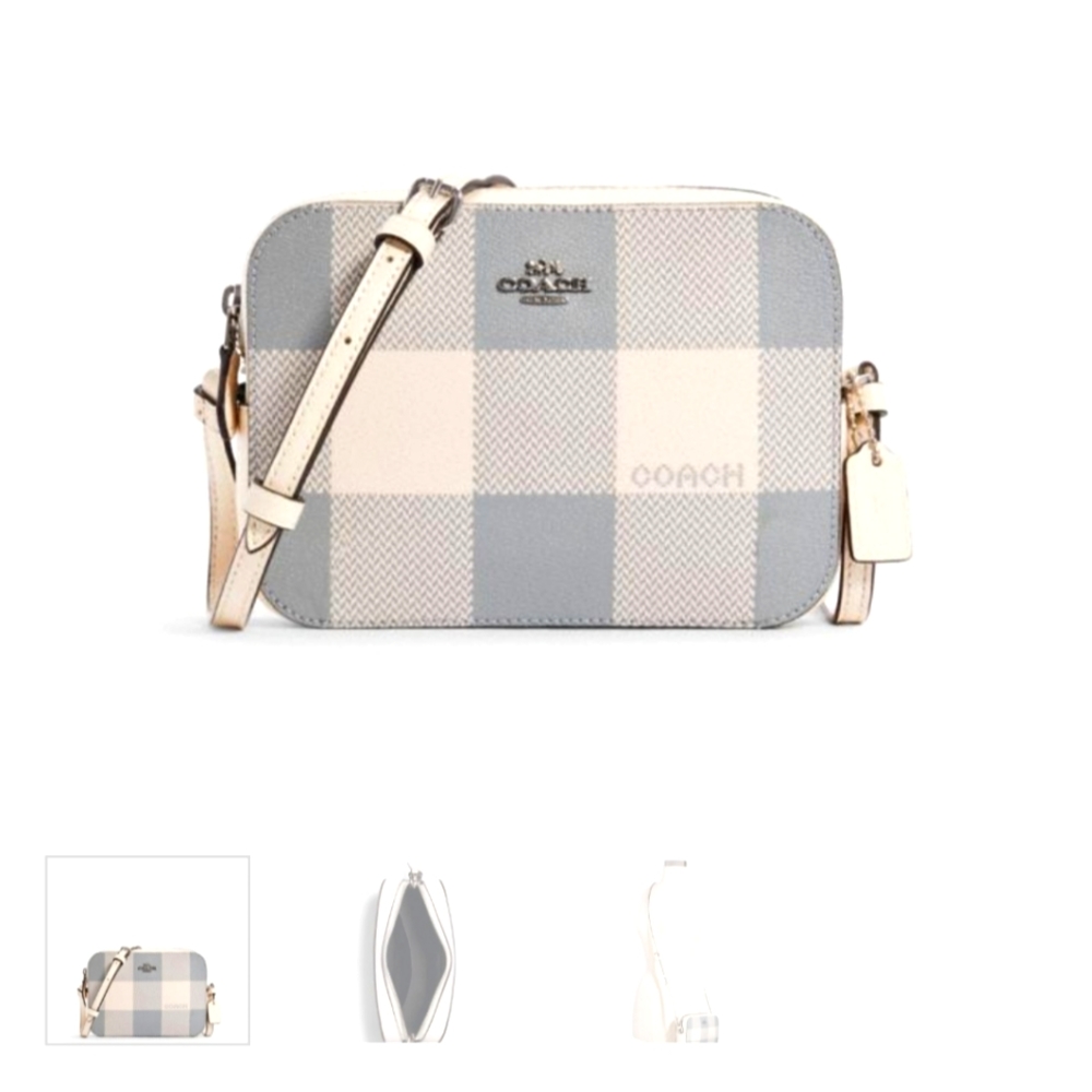 Mini Camera Bag With Buffalo Plaid Print